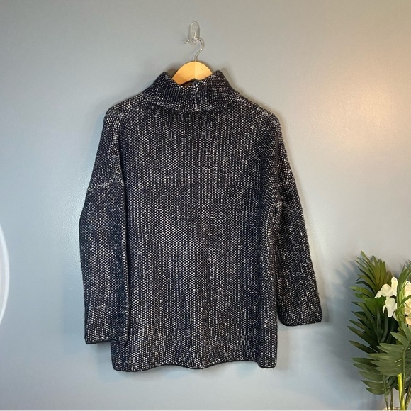 Zara Blue Knit Mock Neck Boxy Oversized Sweater - Picture 7 of 8
